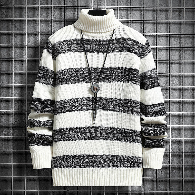 Herren hochgeschlossener gestreifter Pullover