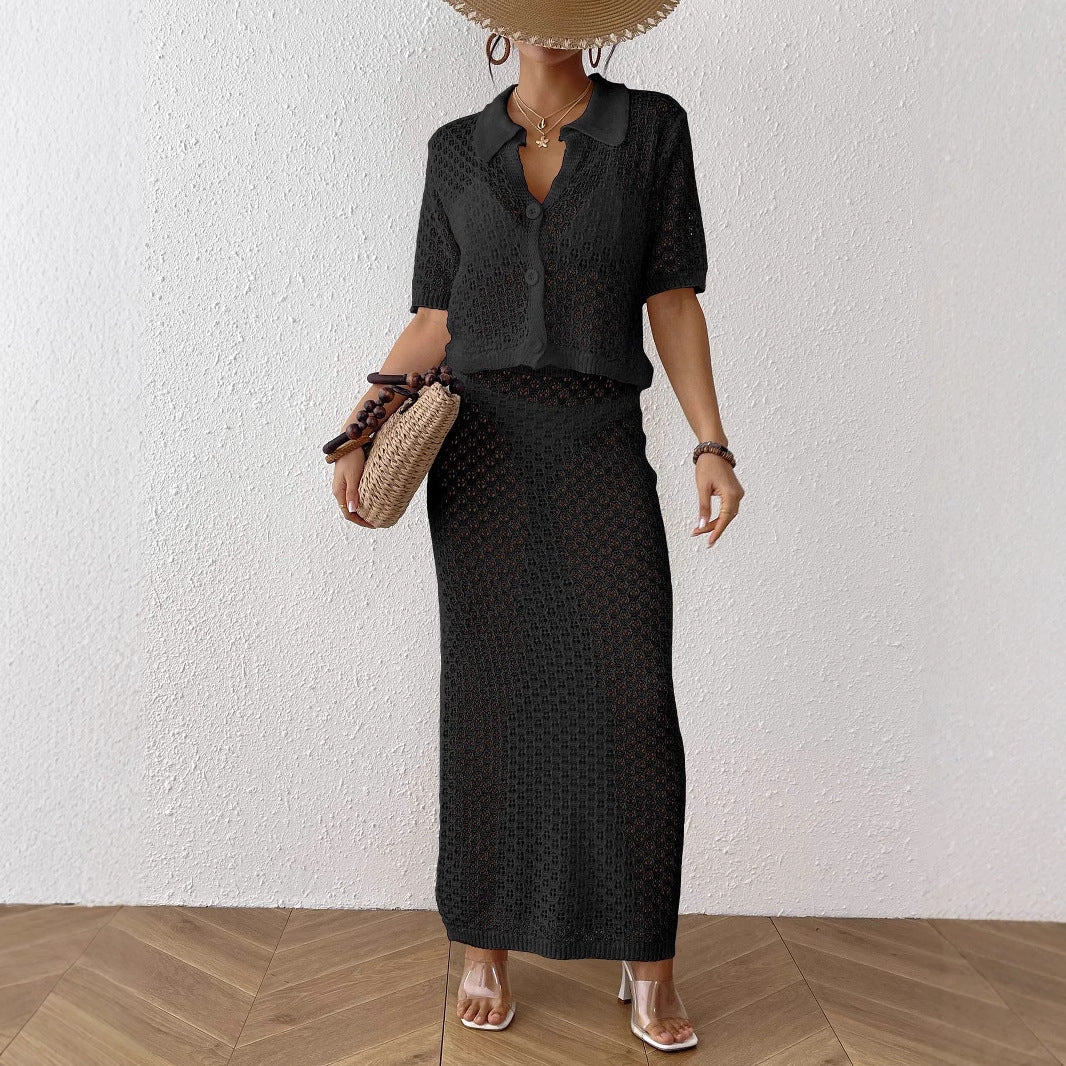 Damen lässiger Häkel-Overal mit Knopfdesign R&B