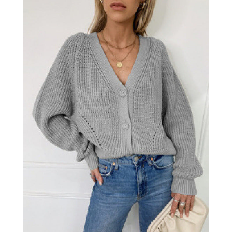 Damen Gestrickte Knopf-Cardigan R&B