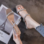 Damen Glitzernde Sandalen mit transparentem Absatz R&B