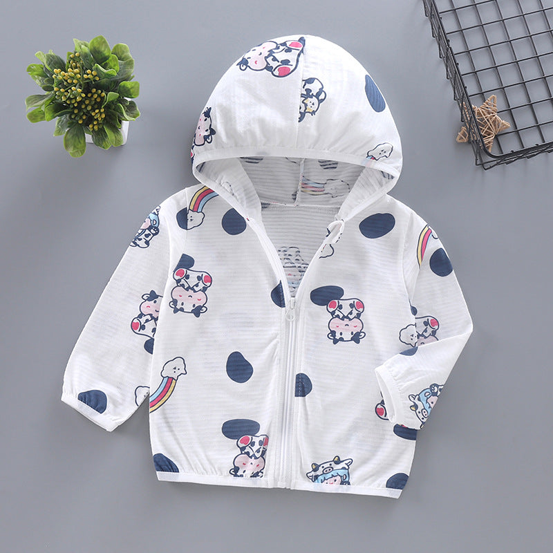 Unisex nan leichte atmungsaktive Musselin Kapuzen-Zip-Jacke mit verspieltem Auto-Muster für Kleinkinder R&B