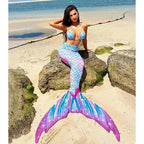 Damen Meerjungfrau Bikini-Set mit glänzenden Schuppen und tiefem Ausschnitt R&B