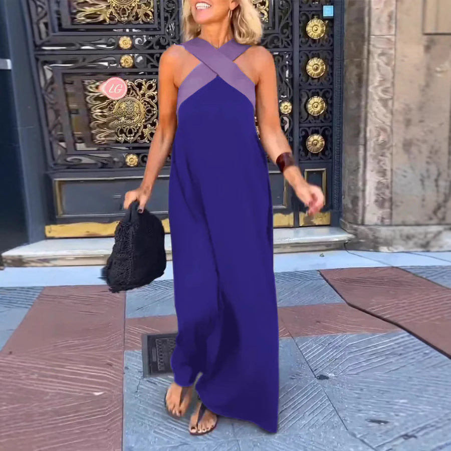 Damen Langes Maxikleid mit Cross-Over-Trägern und elegantem Schnitt R&B