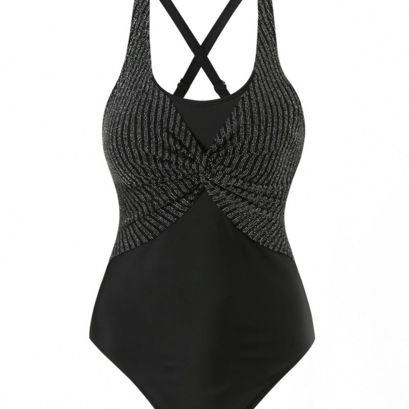 Damen Einteiler Badeanzug mit elegantem Wickeldesign R&B