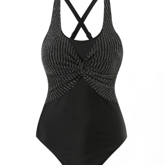 Damen Einteiler Badeanzug mit elegantem Wickeldesign R&B