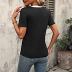 Damen T-Shirt mit modernem V-Ausschnitt und strukturiertem Stoff R&B