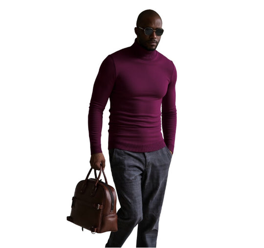 Herren rollkragen pullover mit feiner Struktur R&B