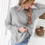 Damen lässiger Pullover mit hochgeschlossenem Kragen und strukturierter Maschenoptik R&B