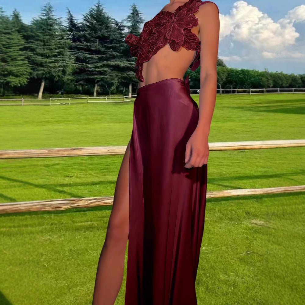 Damen Elegantes Hochzeitskleid mit floraler Applikation und schwingendem Rock R&B