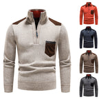 Herren eleganter Pullover mit halbhohem Kragen und feinen Kontrastdetails R&B
