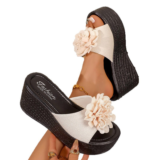 Damen Wedge-Pantoletten mit dekorativem Blumendesign R&B