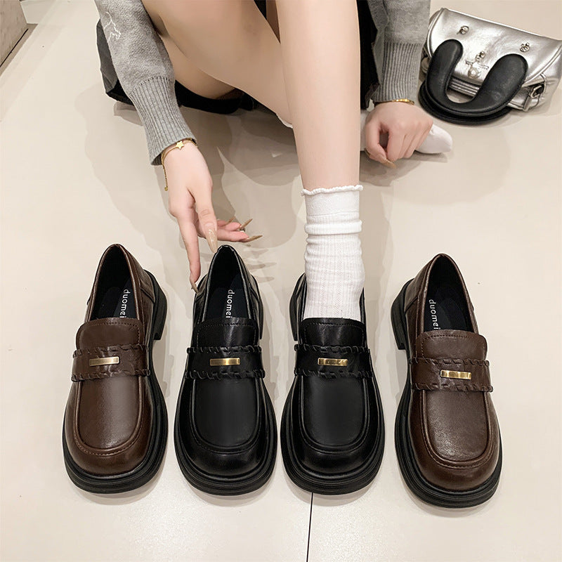Damen modische Loafers mit stabiler Plateausohle und eleganter Schnalle R&B