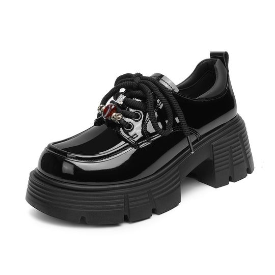Damen Plateau-Schnürschuhe mit modischem Kettendetail und robustem Blockabsatz R&B
