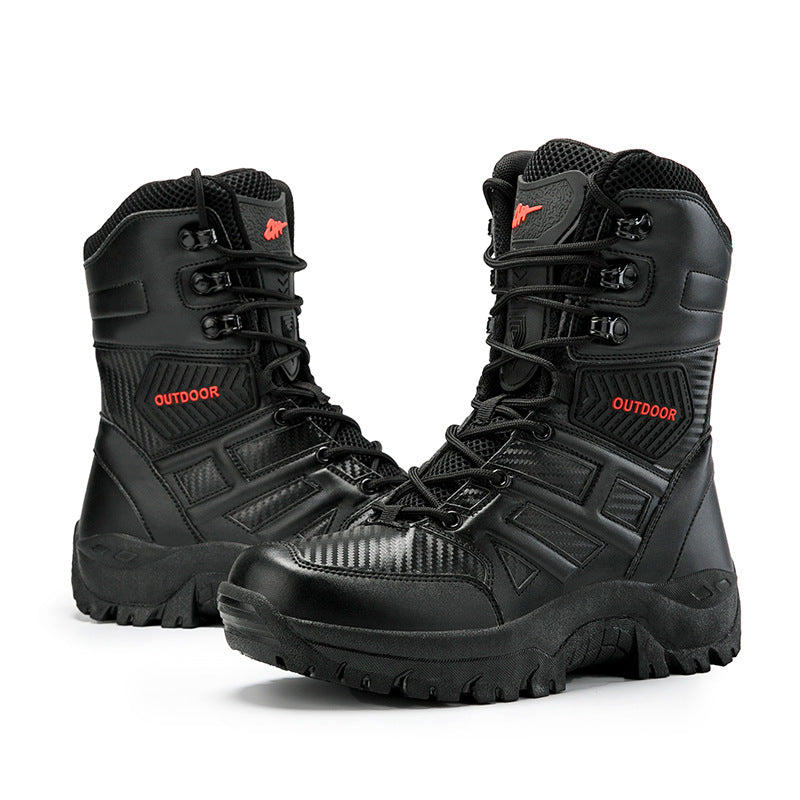 Herren Tactical Stiefel mit seitlichem Reißverschluss und hochgezogenem Knöchelschutz R&B