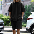 R&B | Lockeres T-Shirt Shorts einfarbiges Set