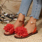 Damen komfortable Sandalen mit dekorativen Blumen-Applikationen R&B