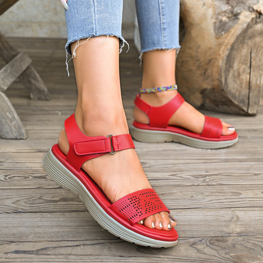 Damen Komfortable Riemensandalen mit perforiertem Design und verstellbarem Riemen R&B