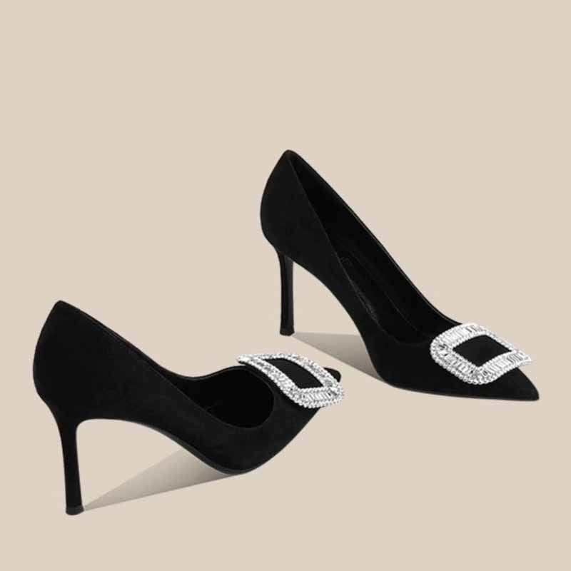 Damen elegante spitze Pumps mit glitzernden Strassakzenten R&B
