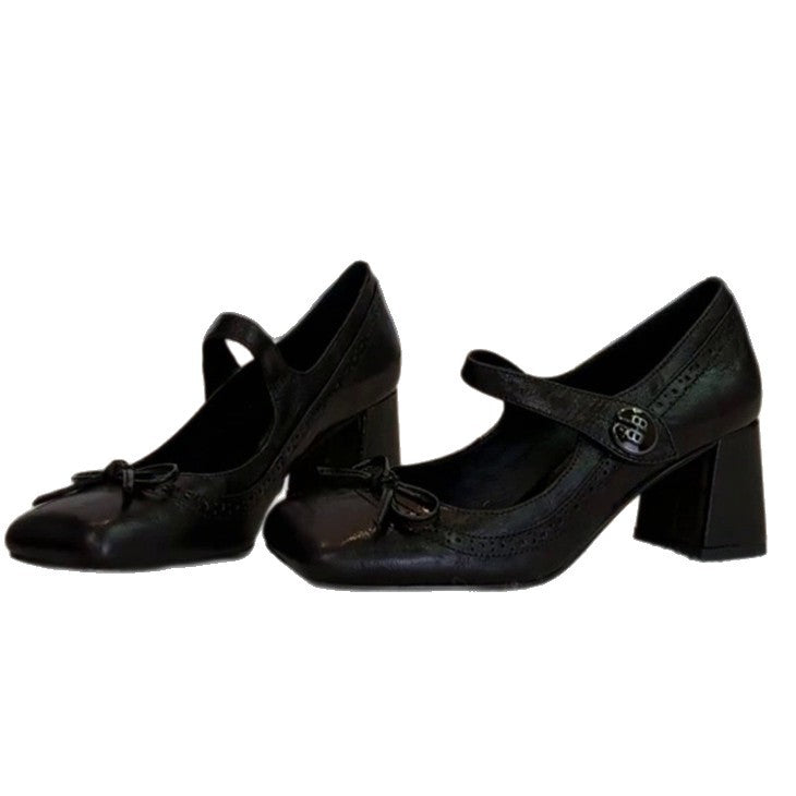 Damen Mary Jane Absatzschuhe mit dekorativen Schleifen und komfortablem Blockabsatz R&B