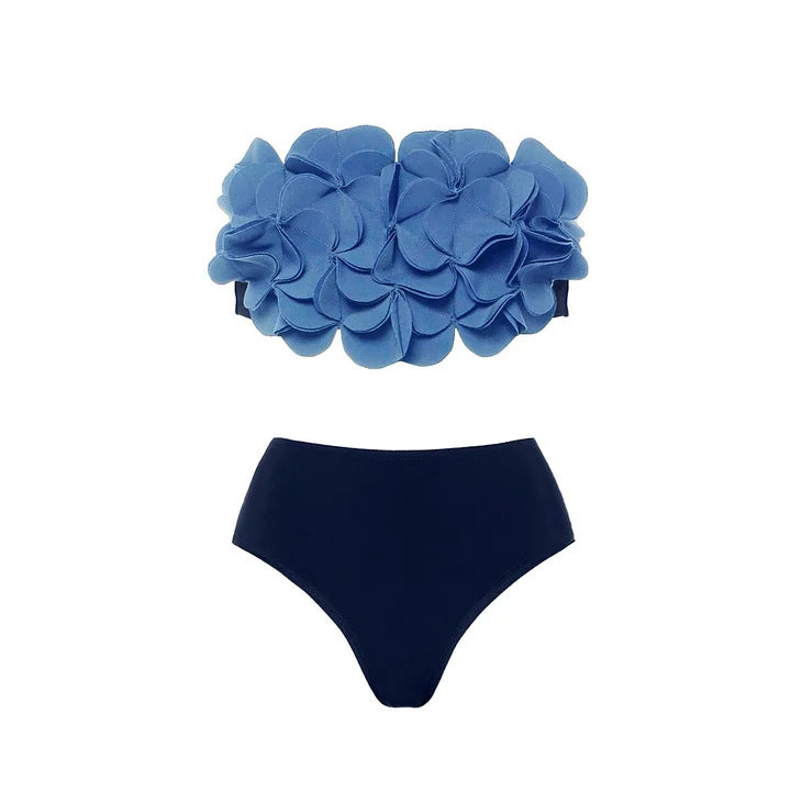 Damen Schwimmanzug mit asymmetrischem Schnitt und floralen Applikationen R&B