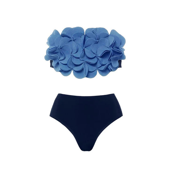 Damen Schwimmanzug mit asymmetrischem Schnitt und floralen Applikationen R&B