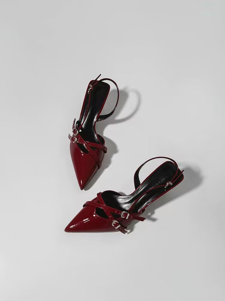 Damen Slingback High Heels mit glänzenden Akzenten R&B