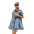 Damen Jeanshemdkleid mit Rüschendetails R&B