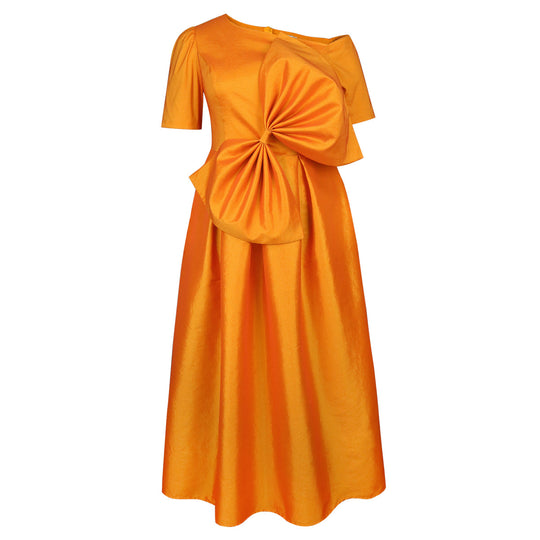 Damen Festliches Abendkleid mit asymmetrischem Ausschnitt und voluminösem Drapierungselement R&B