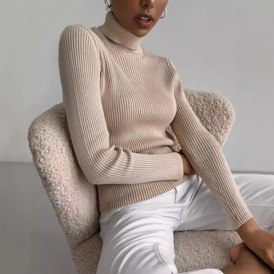 Damen Rollkragenpullover mit geripptem Design und lässigem Schnitt R&B