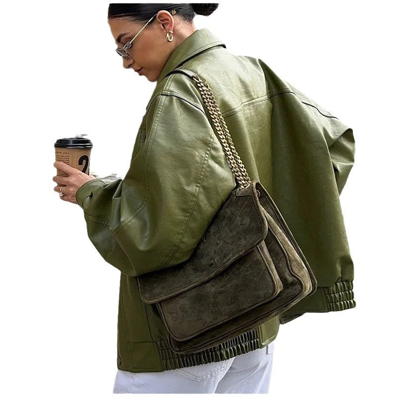Damen modische oversized jacke mit steigendem Kragen R&B