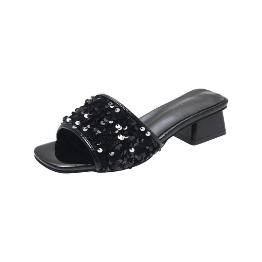 Damen elegante Mules mit funkelnden Pailletten R&B