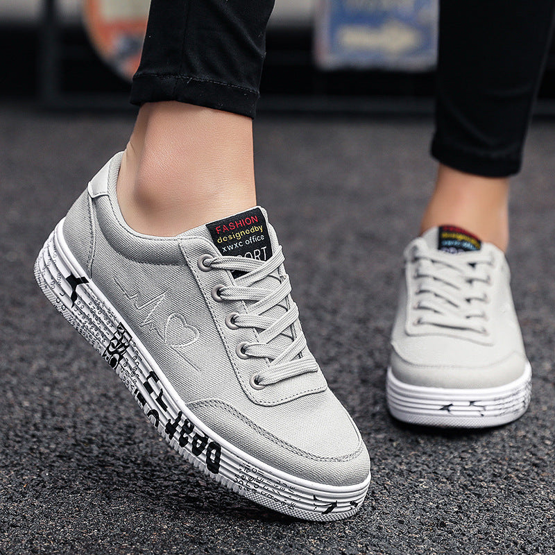 Damen nan Canvas-Sneaker mit dekorativer Print-Plateausohle und Herzlinien-Stickerei R&B