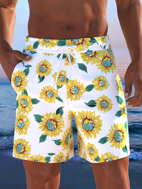 Herren Badeshorts mit modernem Streifen-Design und elastischem Bund R&B