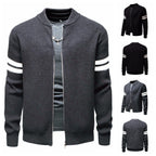 Herren Strickjacke mit modernem Zipper und dekorativem Streifenmuster