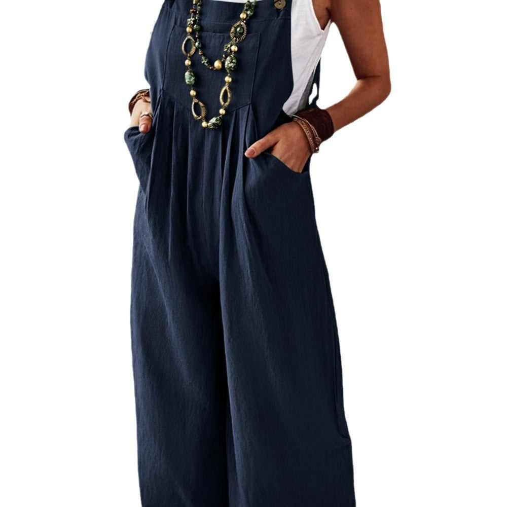 Damen Lässiger Jumpsuit mit praktischem Taschendesign und weiten Beinen R&B