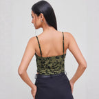 Damen Spitzentop mit floralen Akzenten und asymmetrischem Schnitt R&B