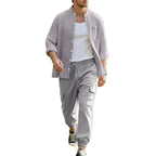 Herren entspannte Cargo-Hose und lässiges Hemd Set R&B