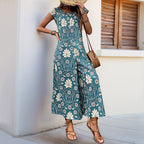 Damen Jumpsuit mit floralem Design und weitem Bein R&B