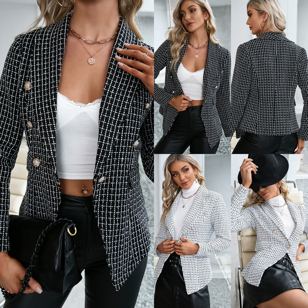 Damen schicke Tweed-Blazer R&B