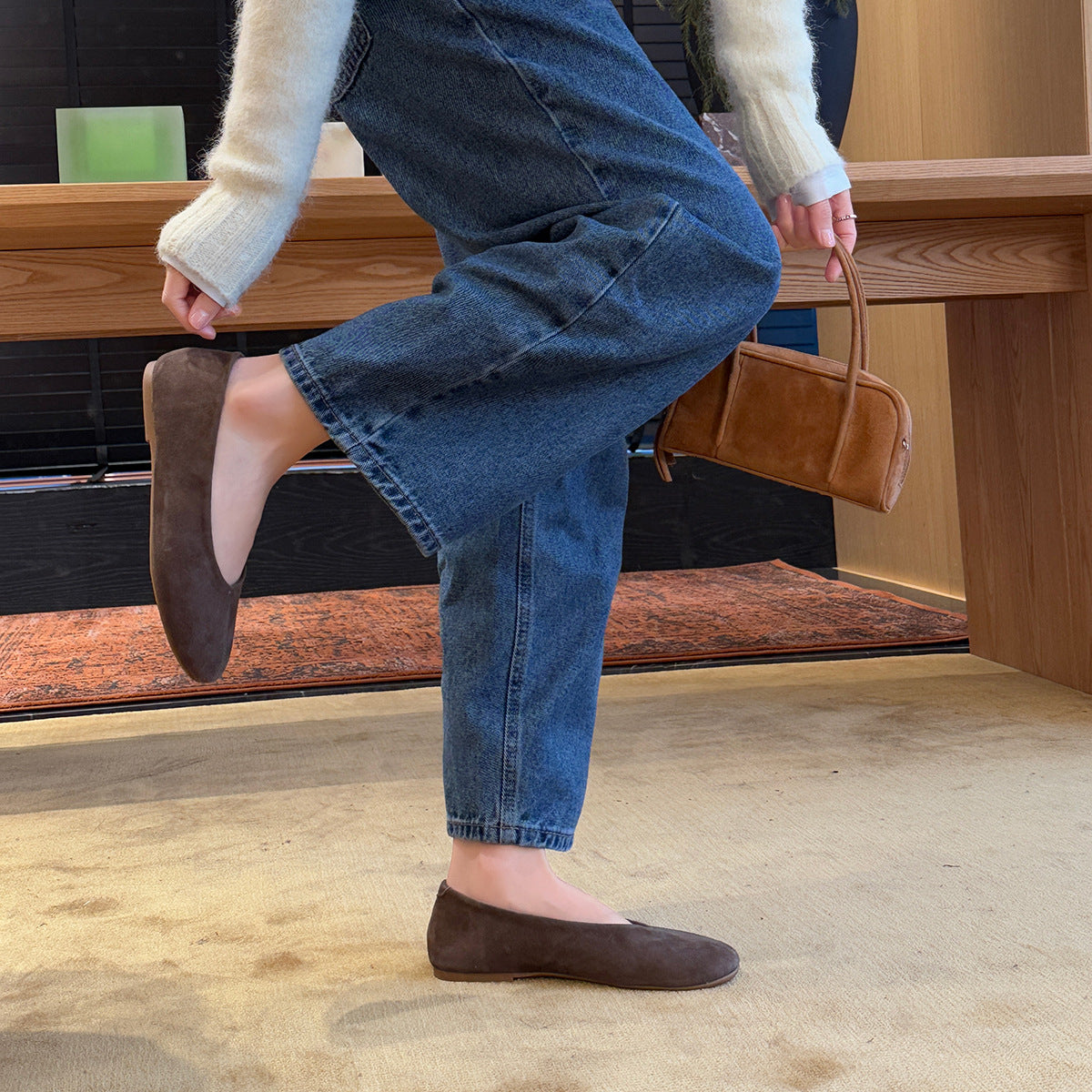 Damen Komfortable Ballerinas aus hochwertigem Wildleder