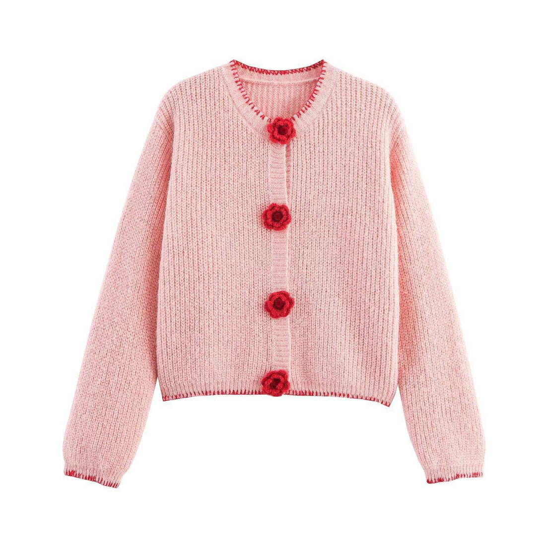 Damen Strickjacke mit Blumenapplikationen R&B