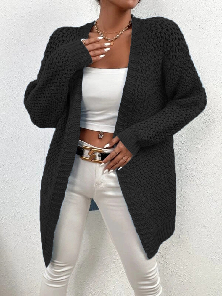 Damen Strickjacke mit luftiger Lochmusterung und lässigem Design R&B