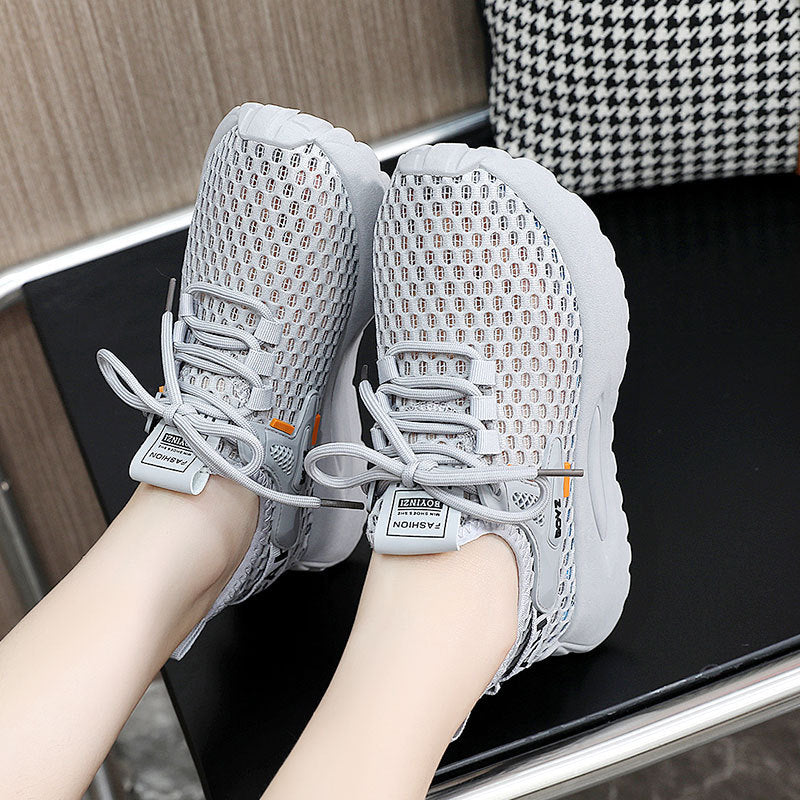 Damen atmungsaktive Sneakers mit stoßdämpfendem Profil und elastischem Schnürsystem R&B