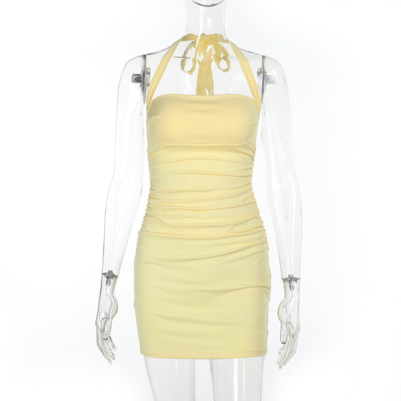 Damen figurbetontes Minikleid mit asymmetrischem Design und Rüschendetails R&B