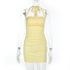 Damen figurbetontes Minikleid mit asymmetrischem Design und Rüschendetails R&B