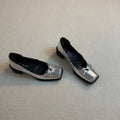 Damen Ballerinas mit dekorativen Schleifen und hochwertiger Metallic-Oberfläche