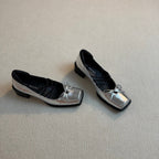 Damen Ballerinas mit dekorativen Schleifen und hochwertiger Metallic-Oberfläche