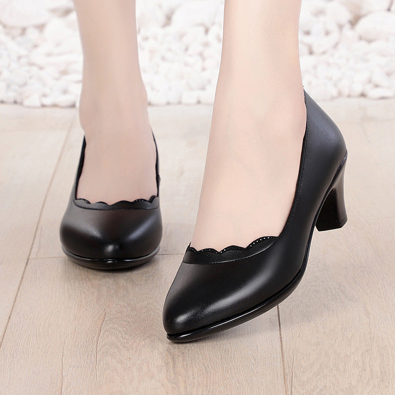 Damen Klassische Pumps mit elegantem Rüschendetail und bequemen Blockabsatz R&B