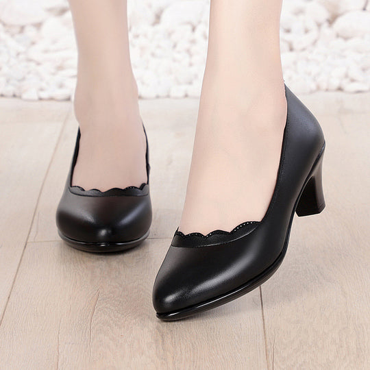 Damen Klassische Pumps mit elegantem Rüschendetail und bequemen Blockabsatz R&B