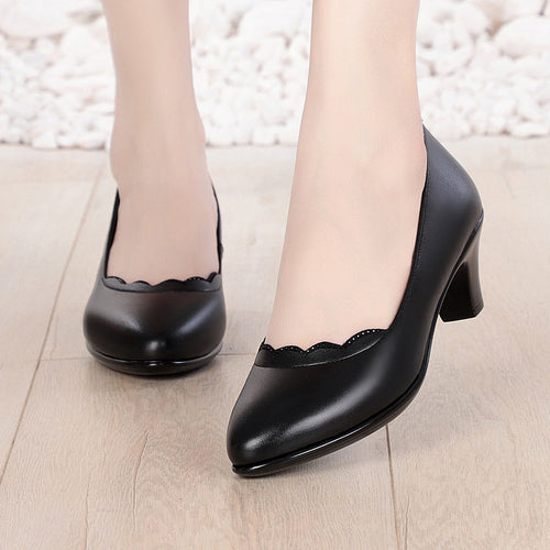 Damen Klassische Pumps mit elegantem Rüschendetail und bequemen Blockabsatz R&B